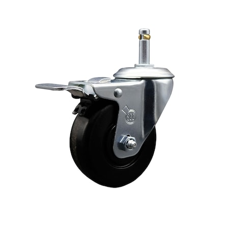 Service Caster 4'' Phenolic Swivel 7/16'' Grip Ring Stem Caster with Total Lock Brake SCC-GRTTL20S414-PHR-716138